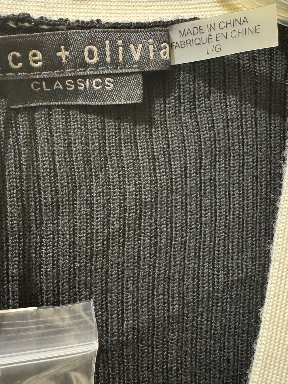 Alice and Olivia Classics Long Black Button-Front Knit Dress with White Trim L - Picture 6 of 9